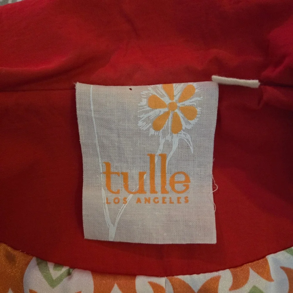 Anthropologie Tulle Cropped Trench Coat Womens XS Red 3/4‎ Retro Preppy Lined